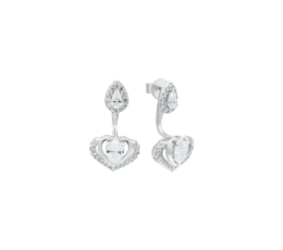 Bông tai cưới Vàng trắng 41,6% (10K) Đính đá ECZ PNJ Trầu Cau XMXMW003384